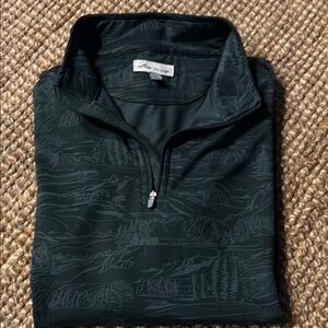 Peter Millar Forest Green Patterned Zip-Up Sweater